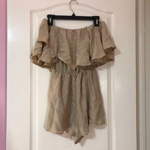Tan beige strapless romper